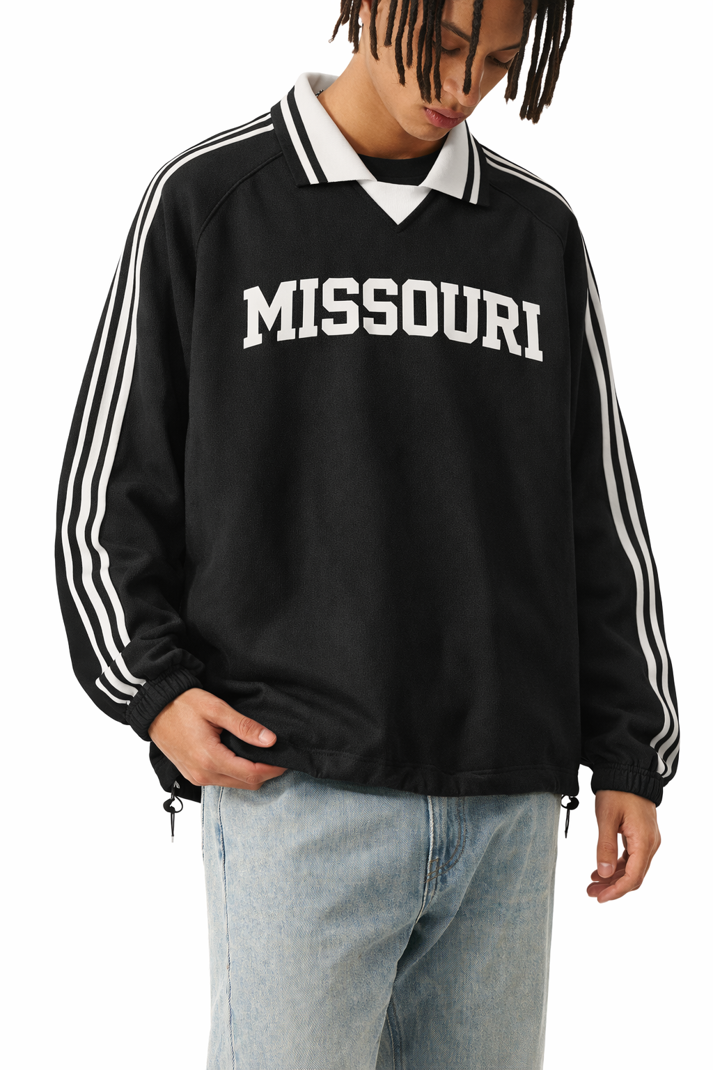 Missouri College Varsity Sweatshirt in Black / White — lifestyle 2