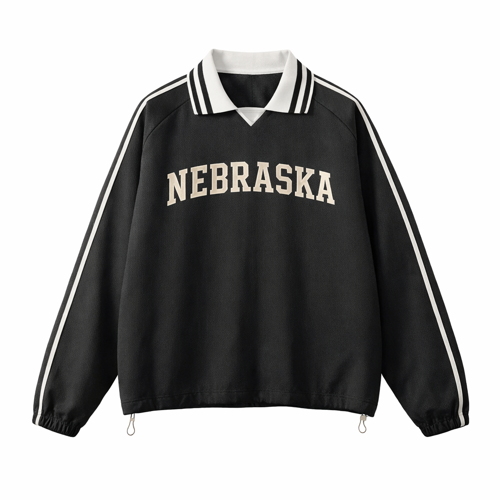 Nebraska College Varsity Sweatshirt in Black / White