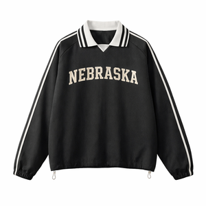 Nebraska College Varsity Sweatshirt in Black / White