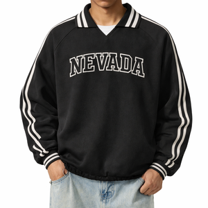Nevada College Varsity Sweatshirt in Black / White — lifestyle 1
