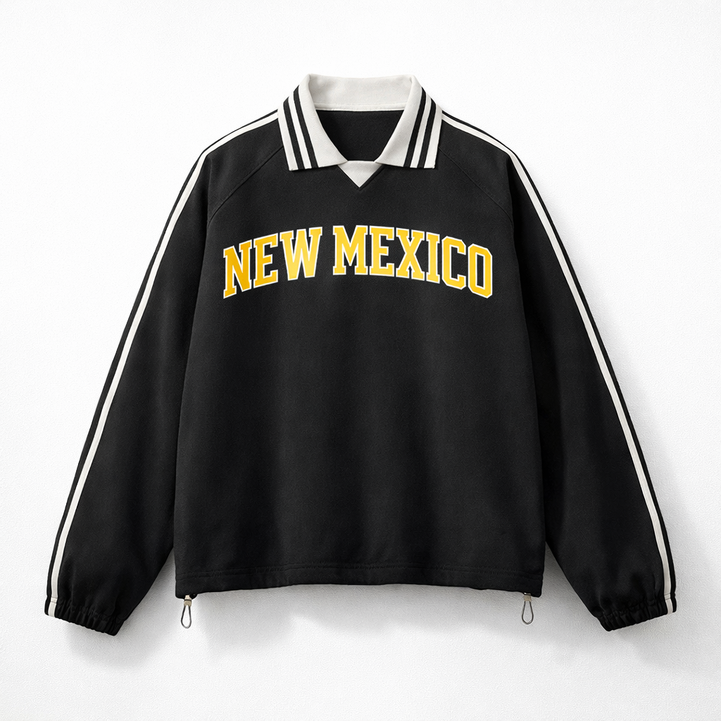 New Mexico College Varsity Sweatshirt in Black / Yellow