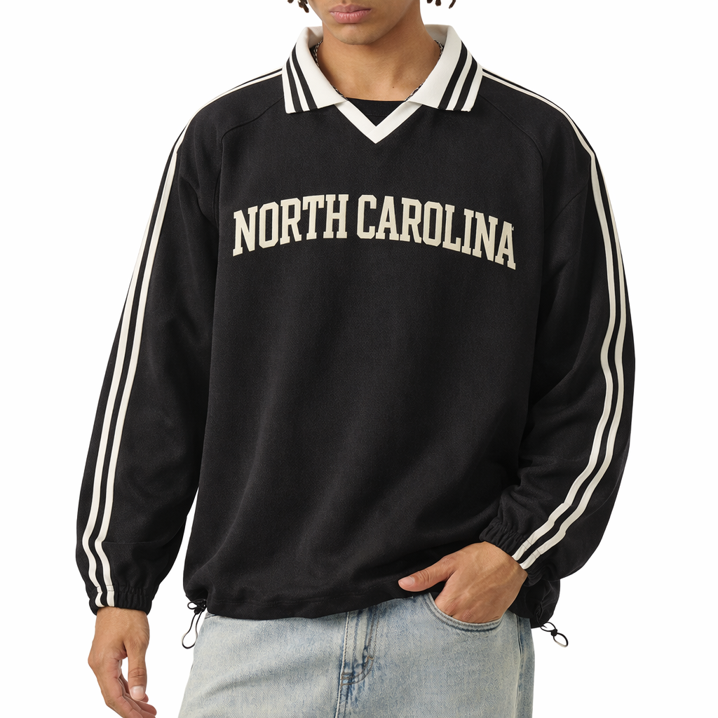 North Carolina College Varsity Sweatshirt in Black / White — lifestyle 1