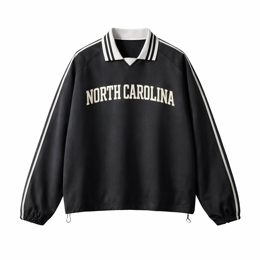 North Carolina College Varsity Sweatshirt in Black / White