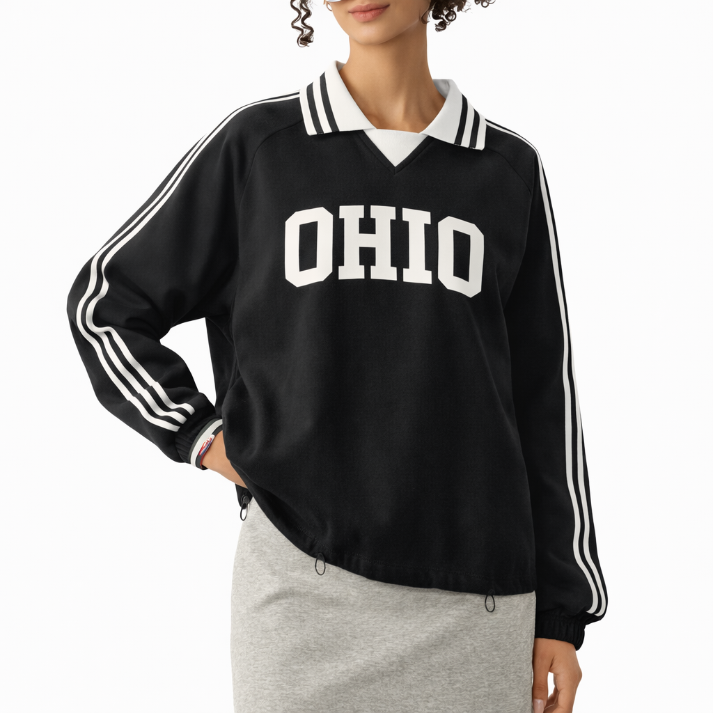 Ohio College Varsity Sweatshirt in Black / White — lifestyle 2