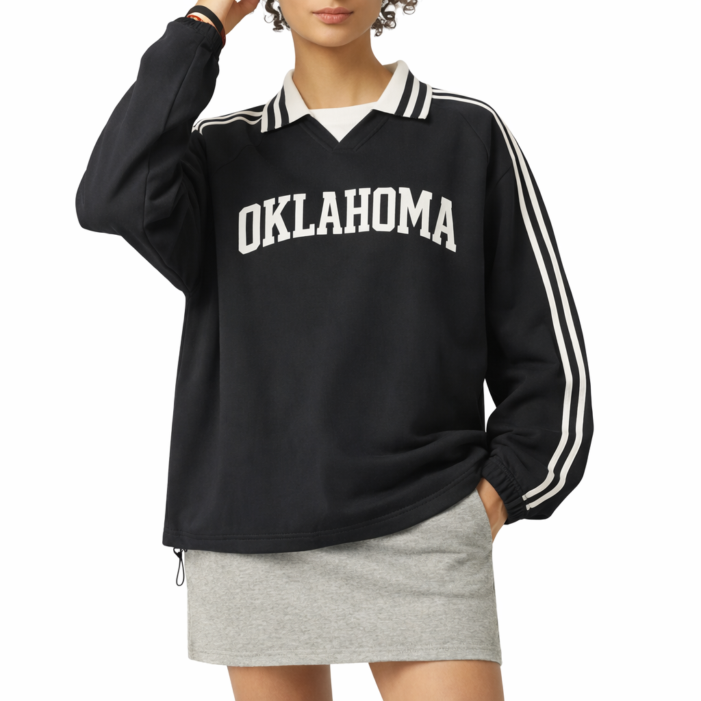 Oklahoma College Varsity Sweatshirt in Black / White — lifestyle 1
