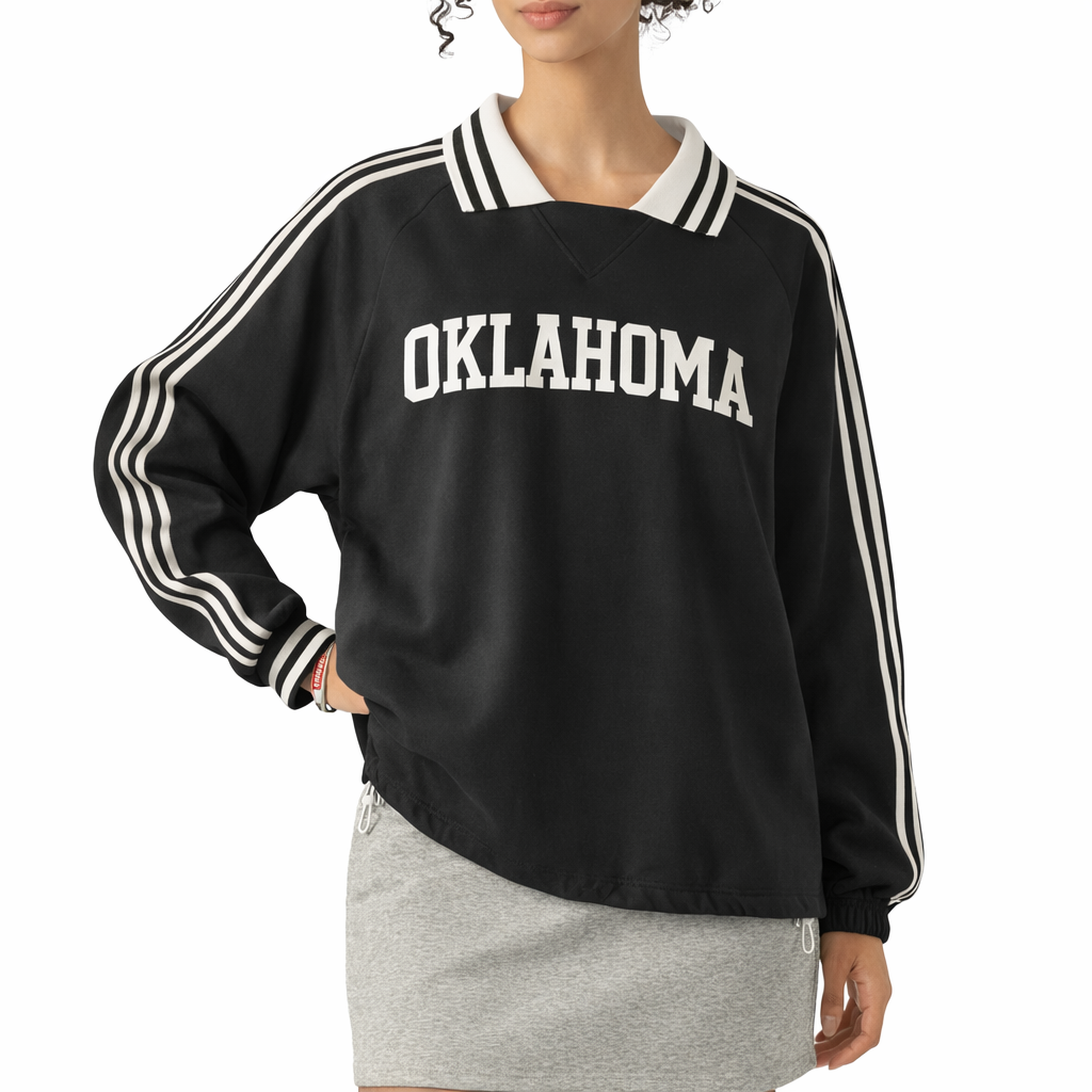 Oklahoma College Varsity Sweatshirt in Black / White — lifestyle 2