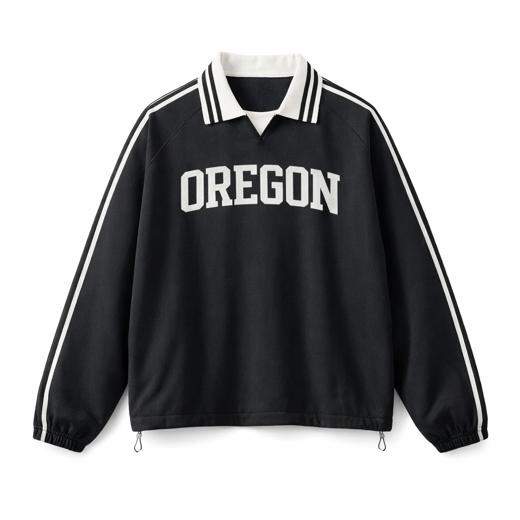 Oregon College Varsity Sweatshirt in Black / White