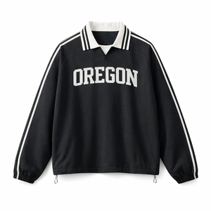 Oregon College Varsity Sweatshirt in Black / White