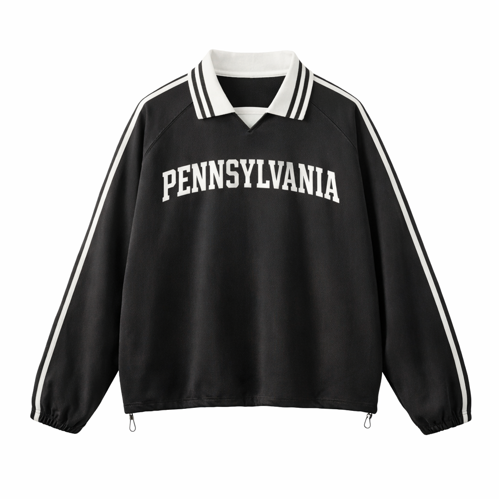 Pennsylvania College Varsity Sweatshirt in Black / White