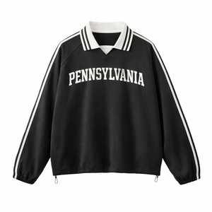 Pennsylvania College Varsity Sweatshirt in Black / White