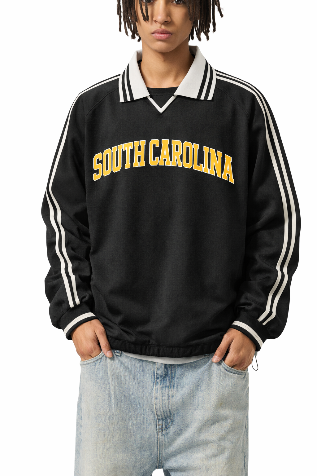 South Carolina College Varsity Sweatshirt in Black / Gold — lifestyle 1