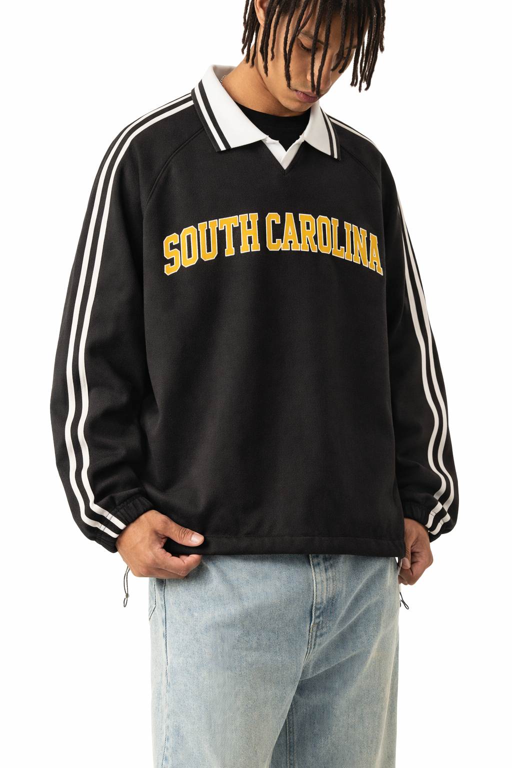 South Carolina College Varsity Sweatshirt in Black / Gold — lifestyle 2