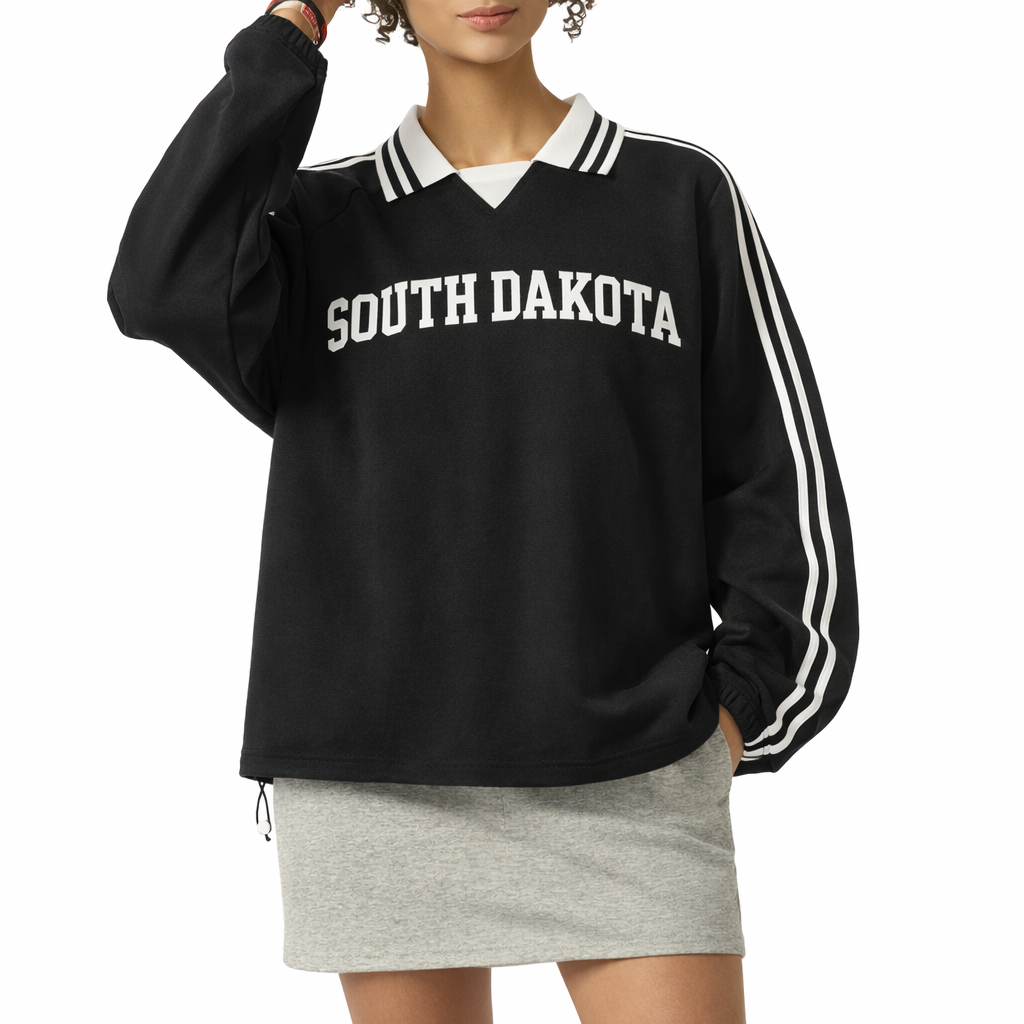 South Dakota College Varsity Sweatshirt in Black / White — lifestyle 1