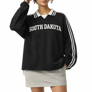 South Dakota College Varsity Sweatshirt in Black / White — lifestyle 1