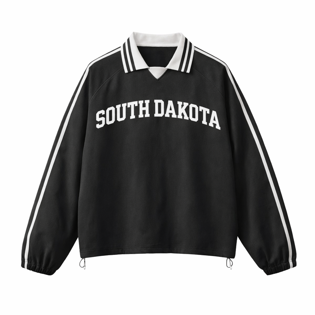 South Dakota College Varsity Sweatshirt in Black / White