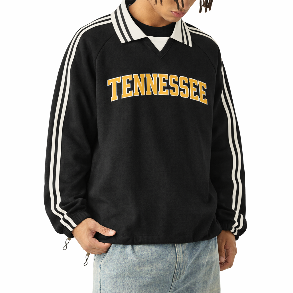 Tennessee College Varsity Sweatshirt in Black / Gold — lifestyle 2
