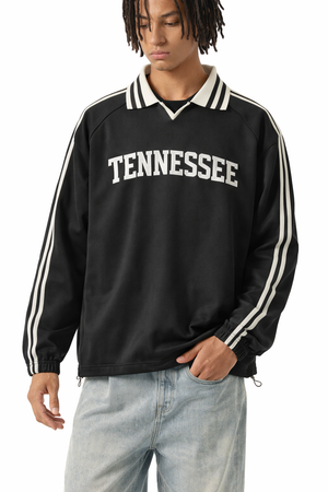 Tennessee College Varsity Sweatshirt in Black / White — lifestyle 1