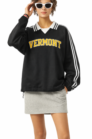 Vermont College Varsity Sweatshirt in Black / Gold — lifestyle 1