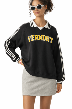 Vermont College Varsity Sweatshirt in Black / Gold — lifestyle 2