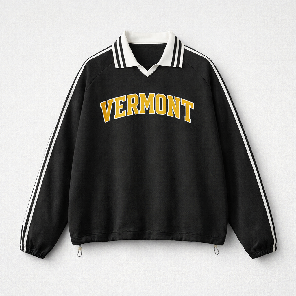 Vermont College Varsity Sweatshirt in Black / Gold