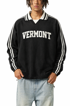 Vermont College Varsity Sweatshirt in Black / White — lifestyle 1