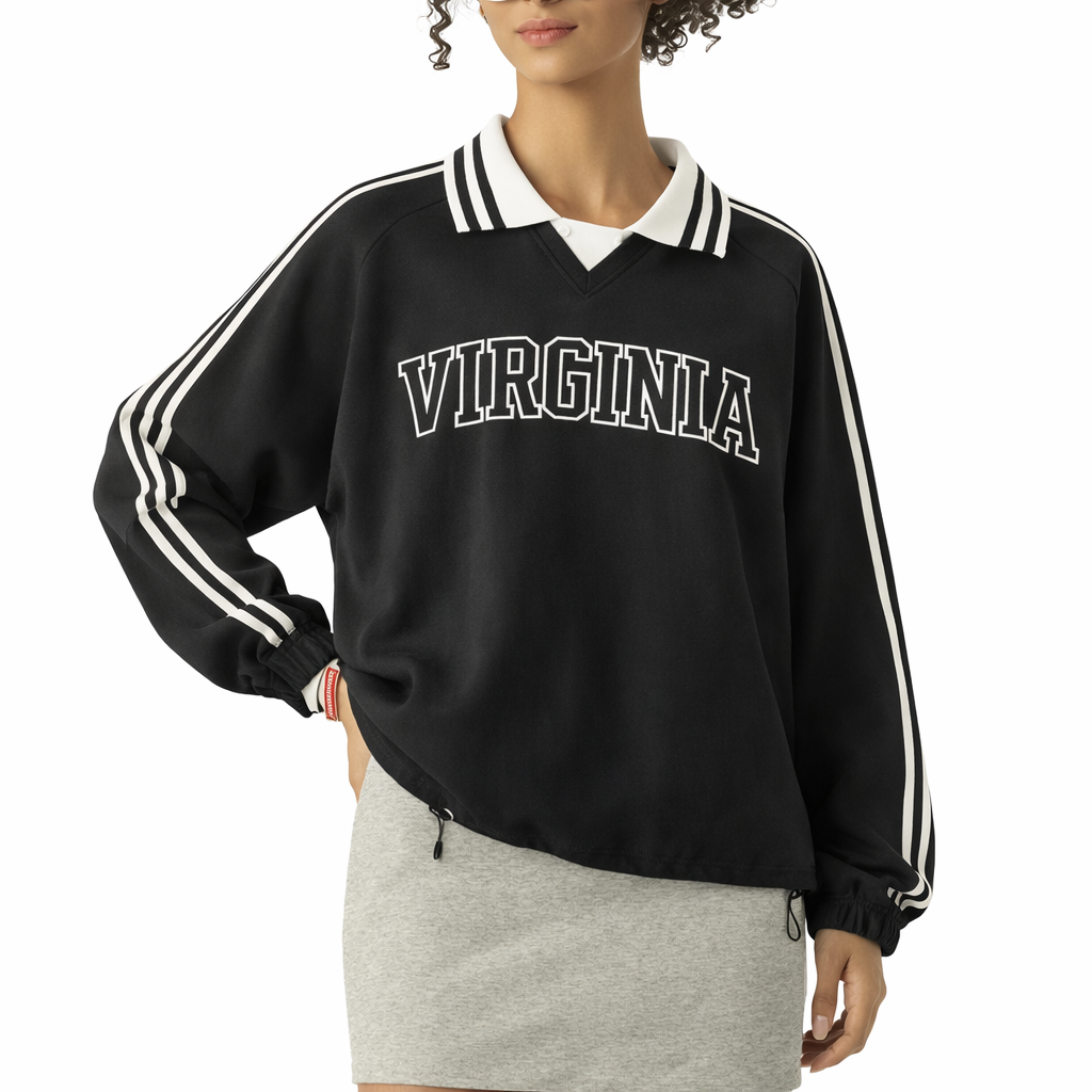 Virginia College Varsity Sweatshirt in Black / White — lifestyle 2