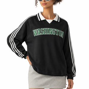 Washington College Varsity Sweatshirt in Black / Forest Green — lifestyle 2