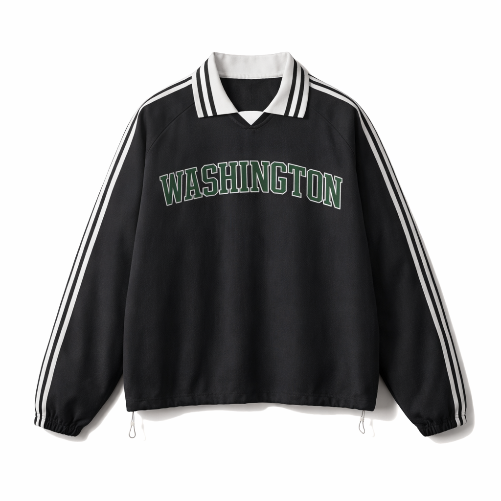 Washington College Varsity Sweatshirt in Black / Forest Green