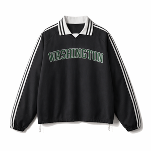 Washington College Varsity Sweatshirt in Black / Forest Green
