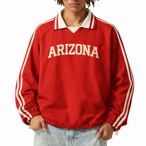Arizona College Varsity Sweatshirt in Red / Cream — lifestyle 1