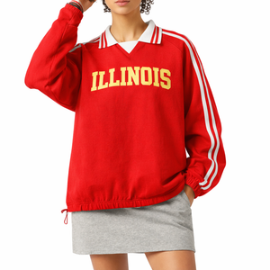 Illinois College Varsity Sweatshirt in Red / Cream — lifestyle 1
