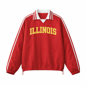 Illinois College Varsity Sweatshirt in Red / Cream
