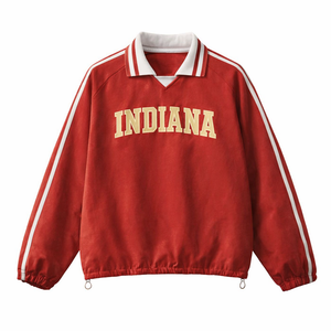 Indiana College Varsity Sweatshirt in Red / Cream