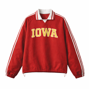 Iowa College Varsity Sweatshirt in Red / Cream