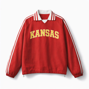 Kansas College Varsity Sweatshirt in Red / Cream