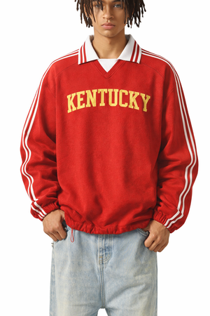Kentucky College Varsity Sweatshirt in Red / Cream — lifestyle 1