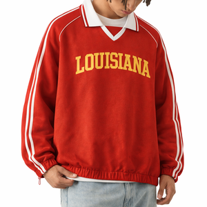 Louisiana College Varsity Sweatshirt in Red / Cream — lifestyle 2