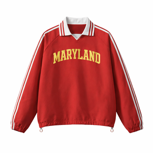 Maryland College Varsity Sweatshirt in Red / Cream