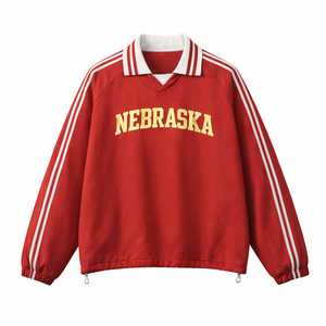 Nebraska College Varsity Sweatshirt in Red / Cream