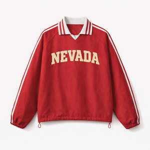 Nevada College Varsity Sweatshirt in Red / Cream