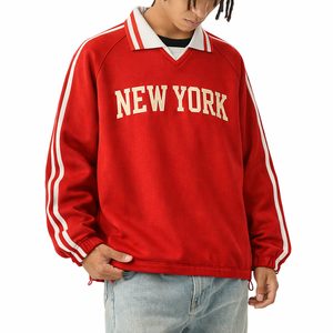 New York College Varsity Sweatshirt in Red / Cream — lifestyle 2