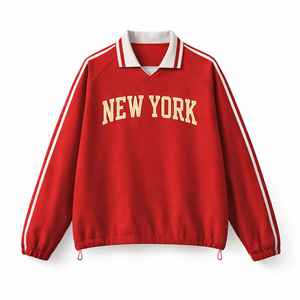 New York College Varsity Sweatshirt in Red / Cream