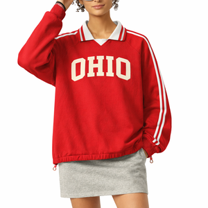 Ohio College Varsity Sweatshirt in Red / Cream — lifestyle 1