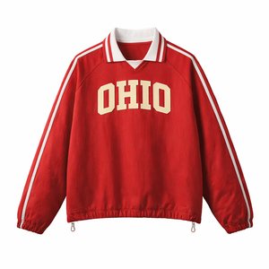 Ohio College Varsity Sweatshirt in Red / Cream