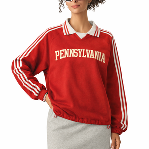 Pennsylvania College Varsity Sweatshirt in Red / Cream — lifestyle 2