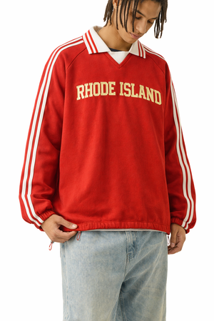 Rhode Island College Varsity Sweatshirt in Red / Cream — lifestyle 2
