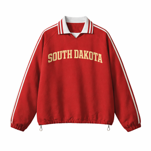 South Dakota College Varsity Sweatshirt in Red / Cream
