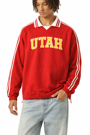 Utah College Varsity Sweatshirt in Red / Cream — lifestyle 1