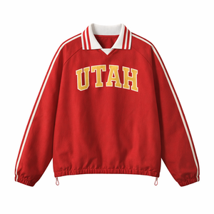 Utah College Varsity Sweatshirt in Red / Cream