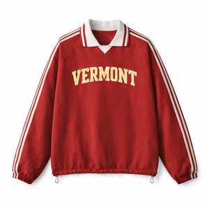 Vermont College Varsity Sweatshirt in Red / Cream